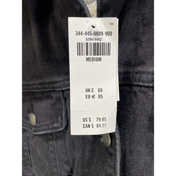 Hollister Black Denim Fleece Lined Cropped Jacket Women’s Medium 38” Chest NEW - Picture 3 of 9